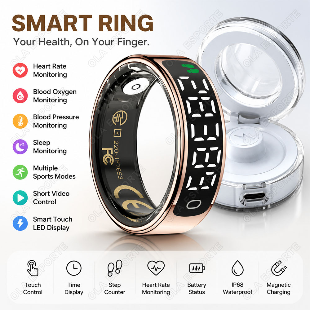 Blood Pressure Monitor - Умное кольцо с зарядным кейсом, мониторинг